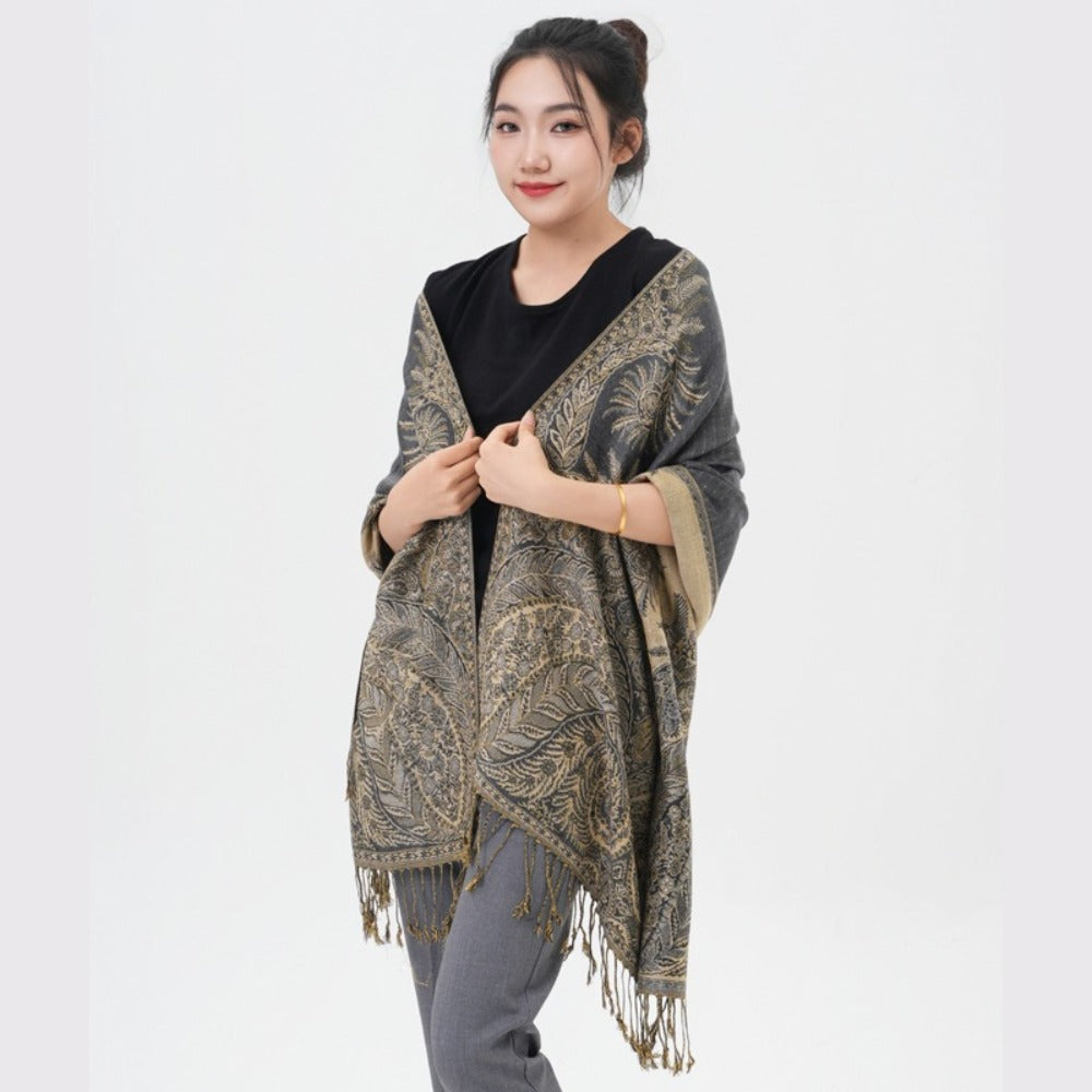 Scarf for Women - Pashmina Shawl for Thick Paisley Phoenix Tail Pattern Warm Wrap Large Soft - product detail view 11