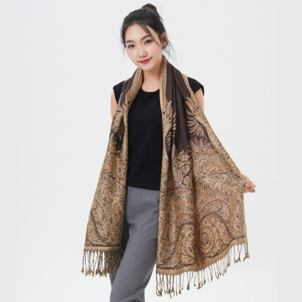 Scarf for Women - Pashmina Shawl for Thick Paisley Phoenix Tail Pattern Warm Wrap Large Soft - product detail view 13