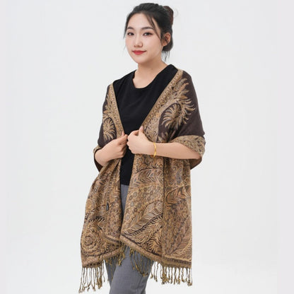 Scarf for Women - Pashmina Shawl for Thick Paisley Phoenix Tail Pattern Warm Wrap Large Soft - product detail view 14