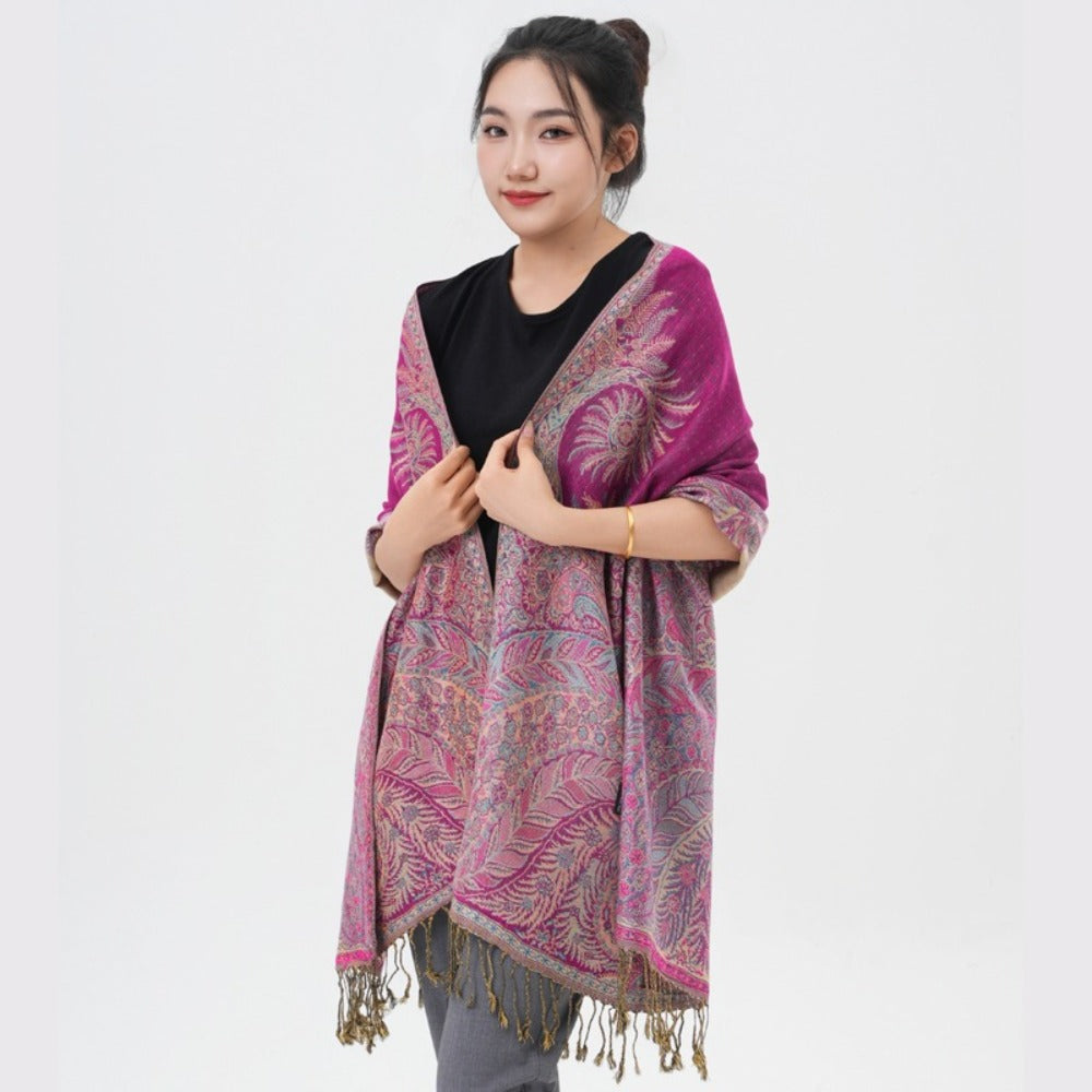 Scarf for Women - Pashmina Shawl for Thick Paisley Phoenix Tail Pattern Warm Wrap Large Soft - product detail view 17