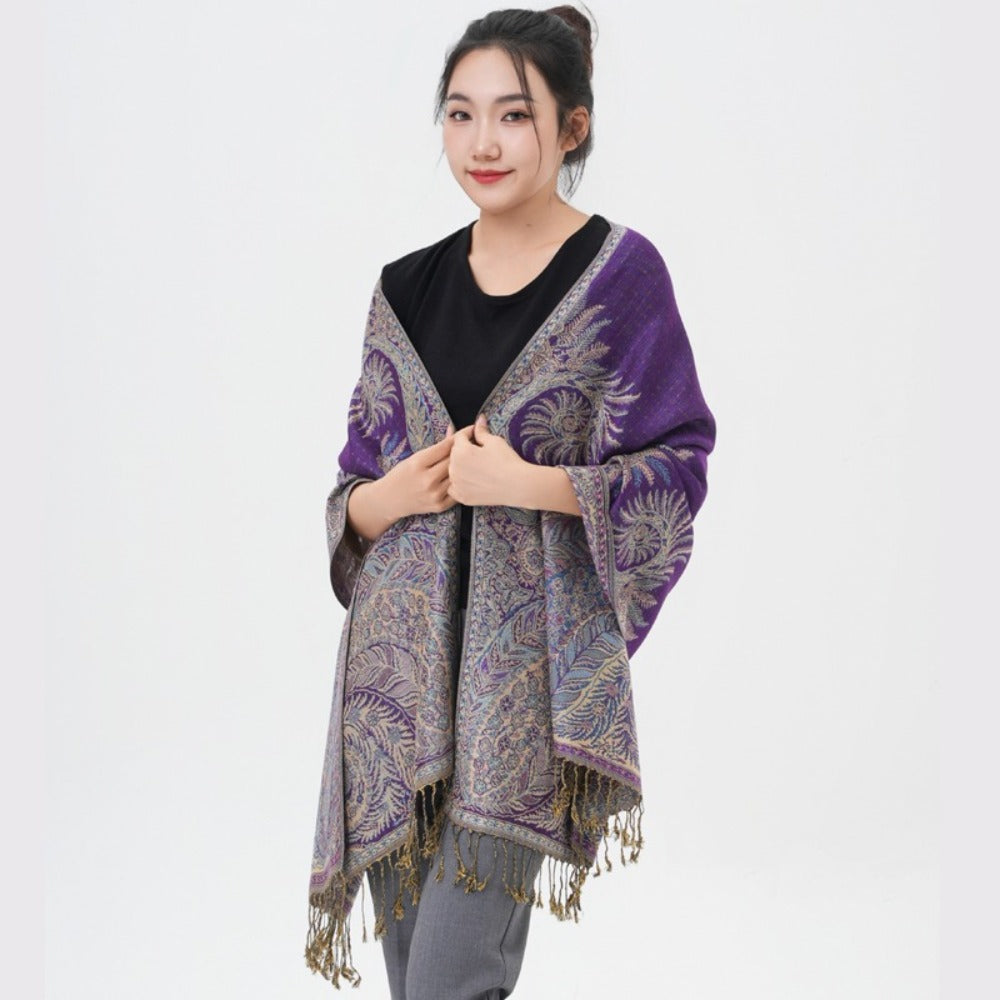 Scarf for Women - Pashmina Shawl for Thick Paisley Phoenix Tail Pattern Warm Wrap Large Soft - product detail view 23