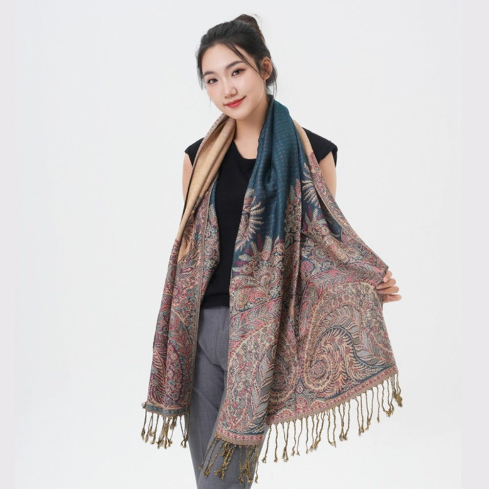 Scarf for Women - Pashmina Shawl for Thick Paisley Phoenix Tail Pattern Warm Wrap Large Soft - product detail view 25