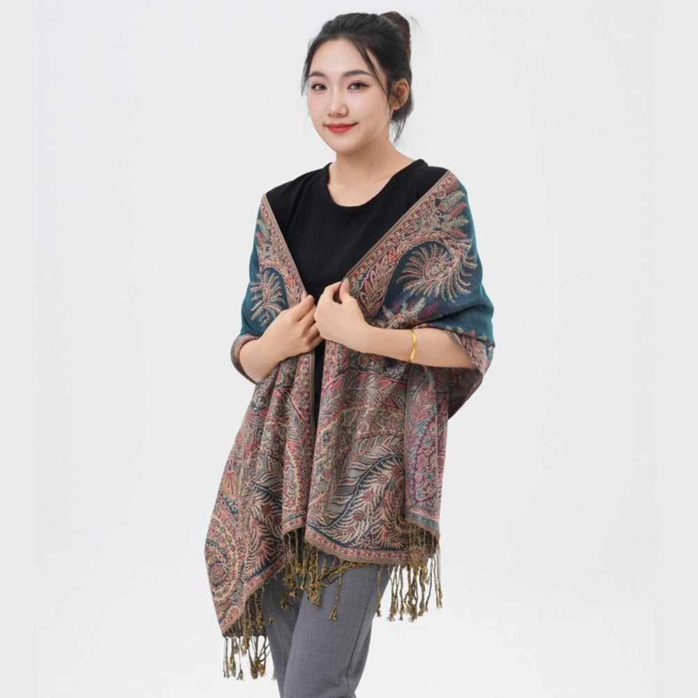 Scarf for Women - Pashmina Shawl for Thick Paisley Phoenix Tail Pattern Warm Wrap Large Soft - product detail view 26