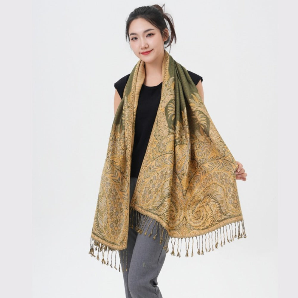 Scarf for Women - Pashmina Shawl for Thick Paisley Phoenix Tail Pattern Warm Wrap Large Soft - product detail view 28