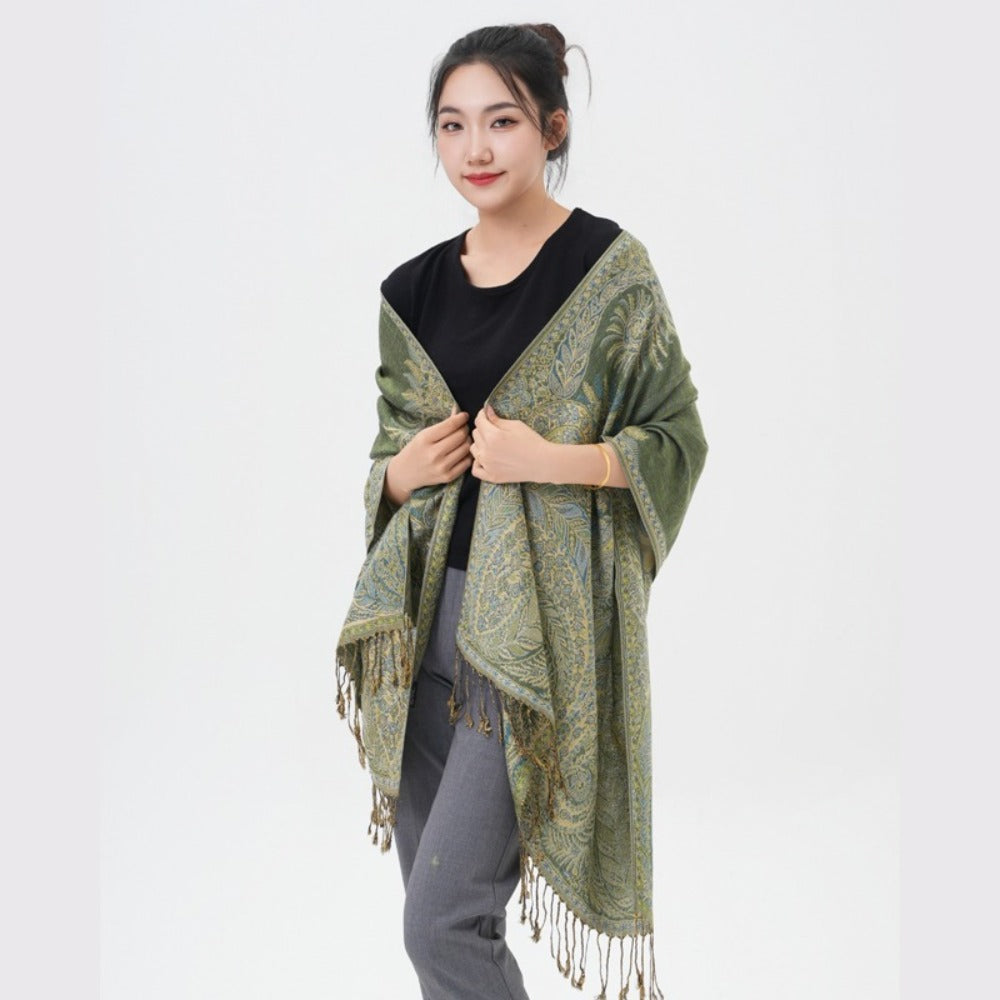 Scarf for Women - Pashmina Shawl for Thick Paisley Phoenix Tail Pattern Warm Wrap Large Soft - product detail view 32