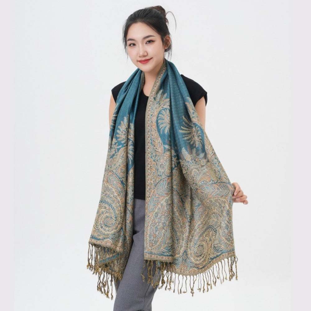 Scarf for Women - Pashmina Shawl for Thick Paisley Phoenix Tail Pattern Warm Wrap Large Soft - product detail view 34