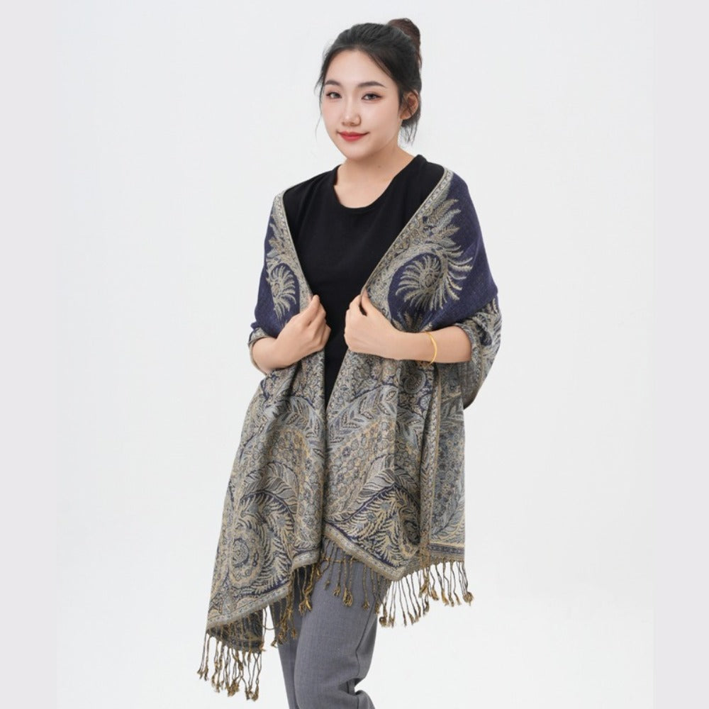 Scarf for Women - Pashmina Shawl for Thick Paisley Phoenix Tail Pattern Warm Wrap Large Soft - product detail view 38