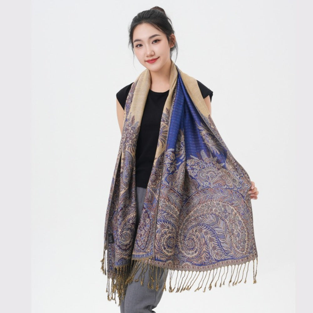 Scarf for Women - Pashmina Shawl for Thick Paisley Phoenix Tail Pattern Warm Wrap Large Soft - product detail view 40