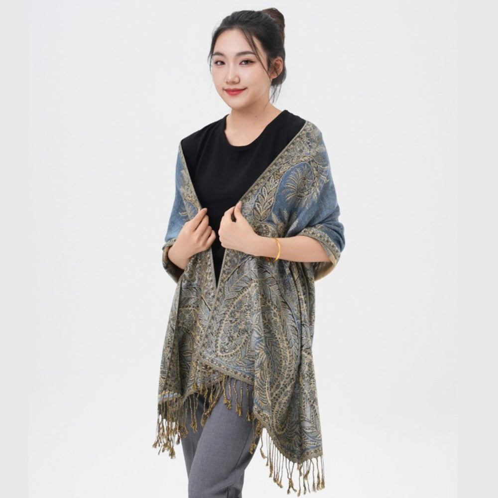 Scarf for Women - Pashmina Shawl for Thick Paisley Phoenix Tail Pattern Warm Wrap Large Soft - product detail view 44
