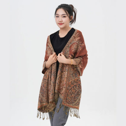 Scarf for Women - Pashmina Shawl for Thick Paisley Phoenix Tail Pattern Warm Wrap Large Soft - product detail view 50