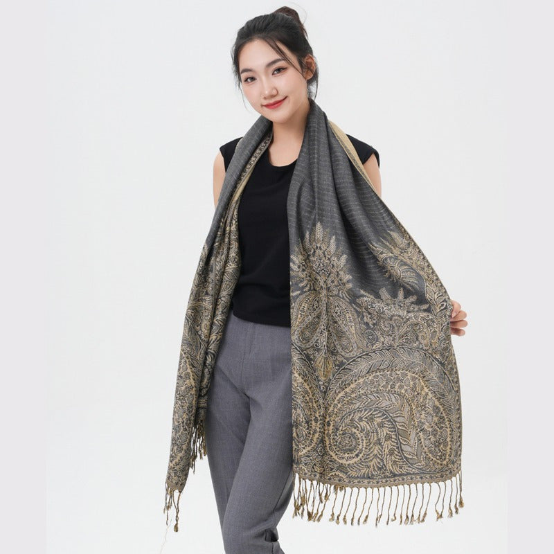 Scarf for Women - Pashmina Shawl for Thick Paisley Phoenix Tail Pattern Warm Wrap Large Soft - product detail view 52