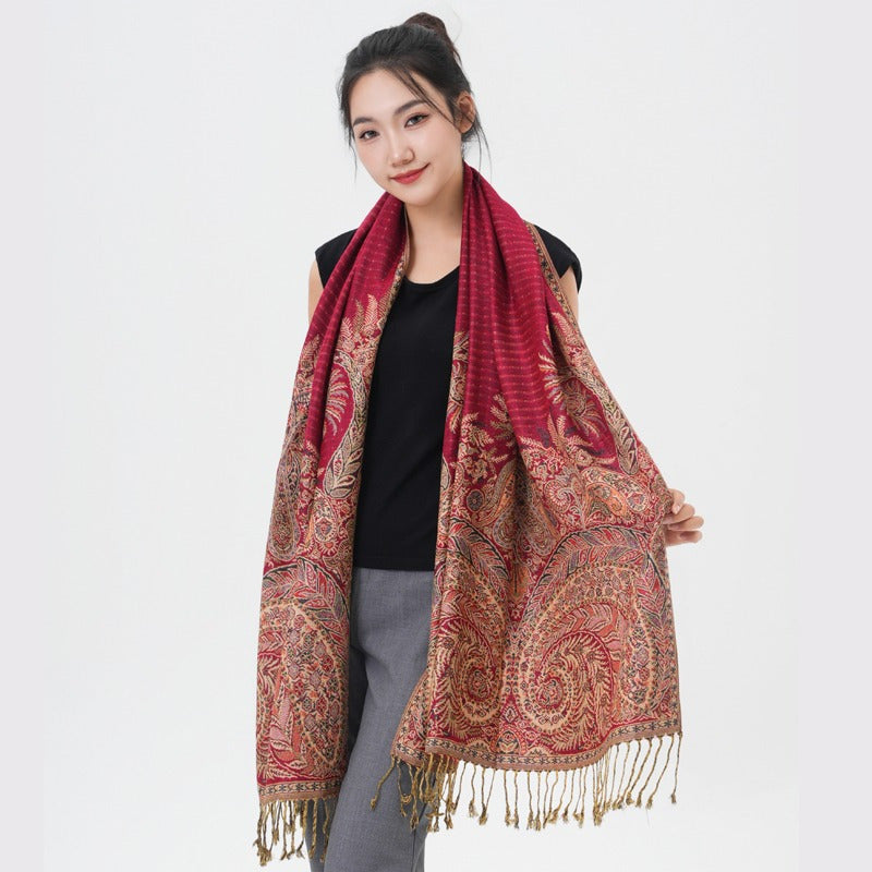 Scarf for Women - Pashmina Shawl for Thick Paisley Phoenix Tail Pattern Warm Wrap Large Soft - product detail view 54