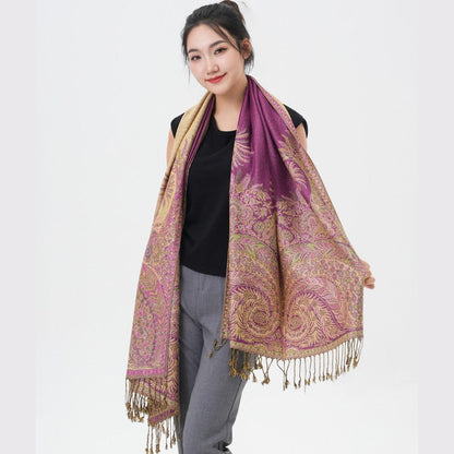 Scarf for Women - Pashmina Shawl for Thick Paisley Phoenix Tail Pattern Warm Wrap Large Soft - product detail view 57