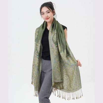 Scarf for Women - Pashmina Shawl for Thick Paisley Phoenix Tail Pattern Warm Wrap Large Soft - product detail view 61