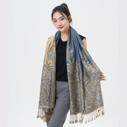 Scarf for Women - Pashmina Shawl for Thick Paisley Phoenix Tail Pattern Warm Wrap Large Soft - product detail view 65