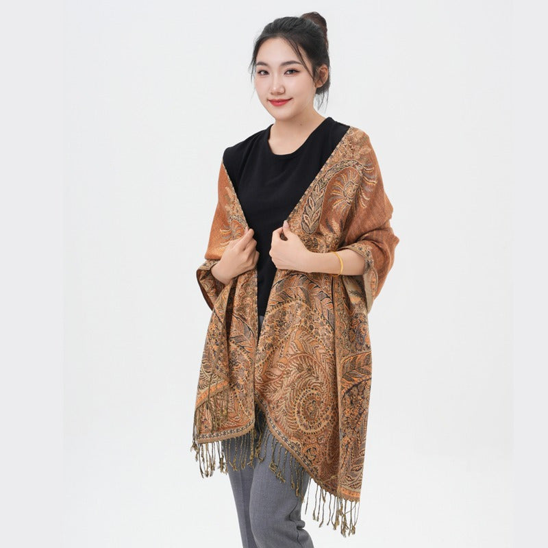 Scarf for Women - Pashmina Shawl for Thick Paisley Phoenix Tail Pattern Warm Wrap Large Soft - product detail view 66