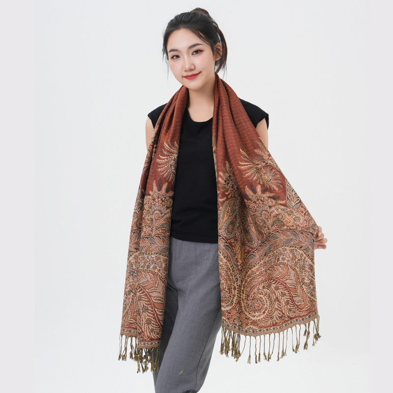 Scarf for Women - Pashmina Shawl for Thick Paisley Phoenix Tail Pattern Warm Wrap Large Soft - product detail view 67