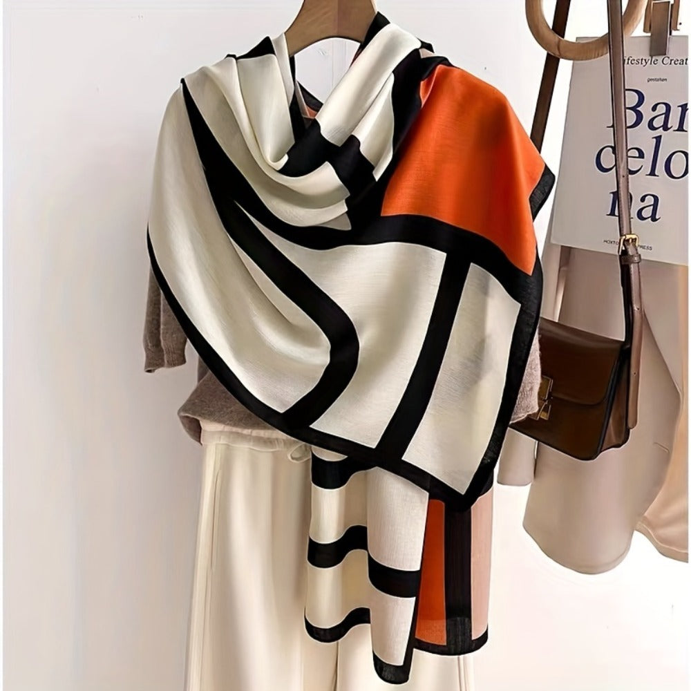 Scarf for Women - 's Shawl Viscose Geometric Print Windproof Sun Protection Lightweight Wrap - main product view