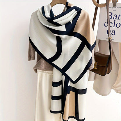 Scarf for Women - 's Shawl Viscose Geometric Print Windproof Sun Protection Lightweight Wrap - product detail view 3