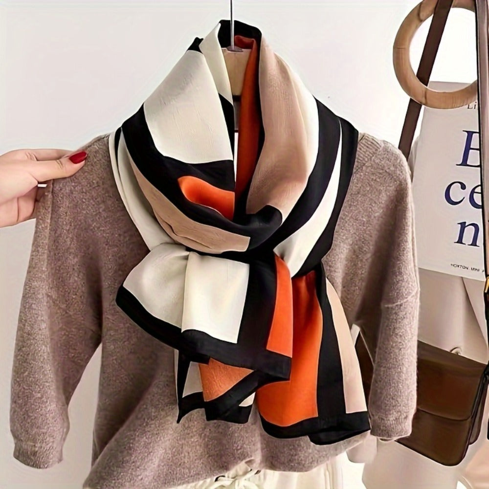 Scarf for Women - 's Shawl Viscose Geometric Print Windproof Sun Protection Lightweight Wrap - product detail view 4