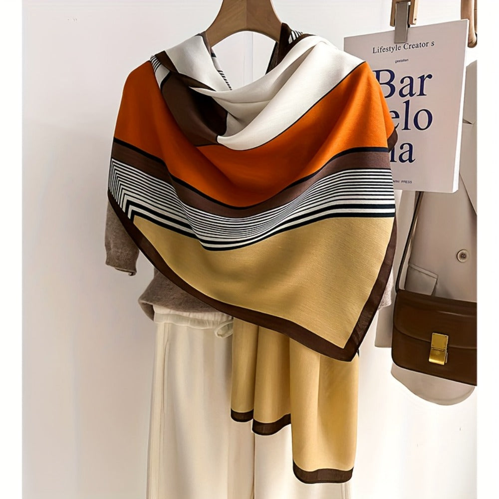 Scarf for Women - 's Shawl Viscose Geometric Print Windproof Sun Protection Lightweight Wrap - product detail view 5