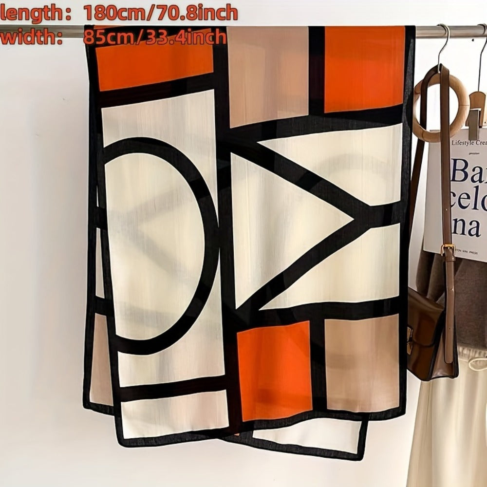 Scarf for Women - 's Shawl Viscose Geometric Print Windproof Sun Protection Lightweight Wrap - product detail view 11