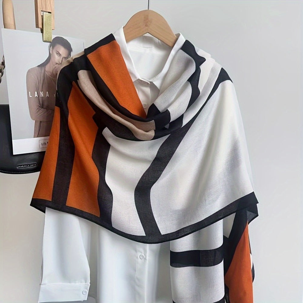 Scarf for Women - 's Shawl Viscose Geometric Print Windproof Sun Protection Lightweight Wrap - product detail view 12