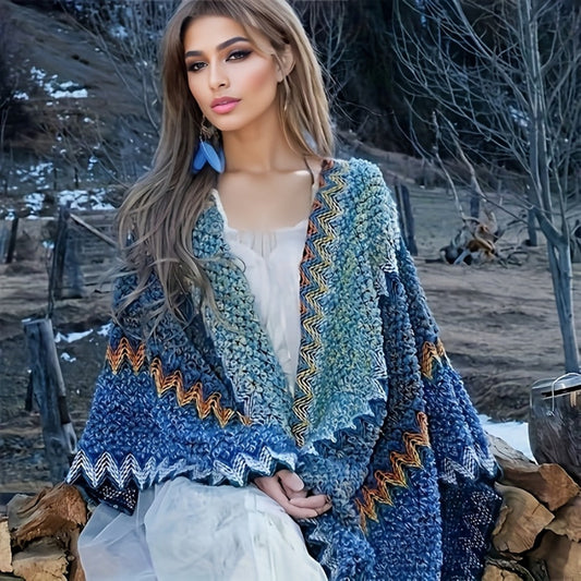 Scarf for Women - 's Tassel Shawl Ethnic Style Retro Cape Wrap Lightweight Travel Vacation - product detail view 2