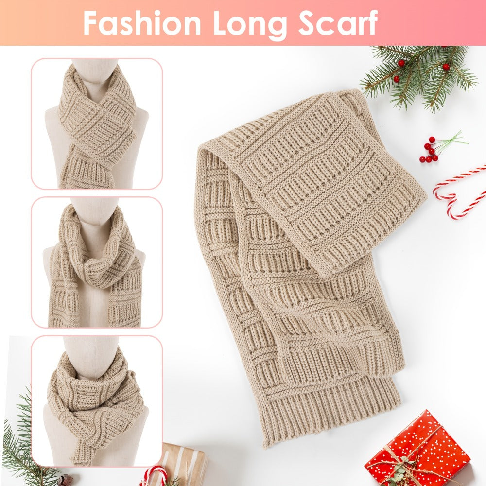 Scarf for Women - Winter Set 3-in-1 Hat Long Touchscreen Gloves Soft Warm Cold Weather - product detail view 2