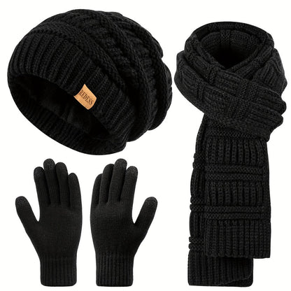 Scarf for Women - Winter Set 3-in-1 Hat Long Touchscreen Gloves Soft Warm Cold Weather - product detail view 3