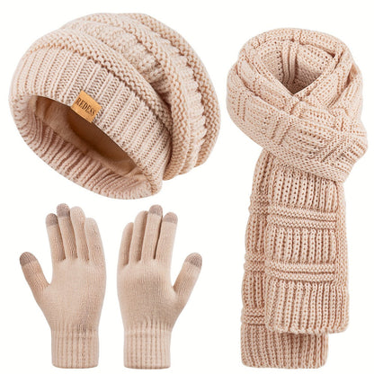 Scarf for Women - Winter Set 3-in-1 Hat Long Touchscreen Gloves Soft Warm Cold Weather - product detail view 5