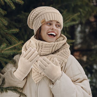Scarf for Women - Winter Set 3-in-1 Hat Long Touchscreen Gloves Soft Warm Cold Weather - product detail view 7