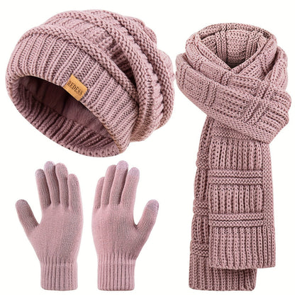 Scarf for Women - Winter Set 3-in-1 Hat Long Touchscreen Gloves Soft Warm Cold Weather - product detail view 8