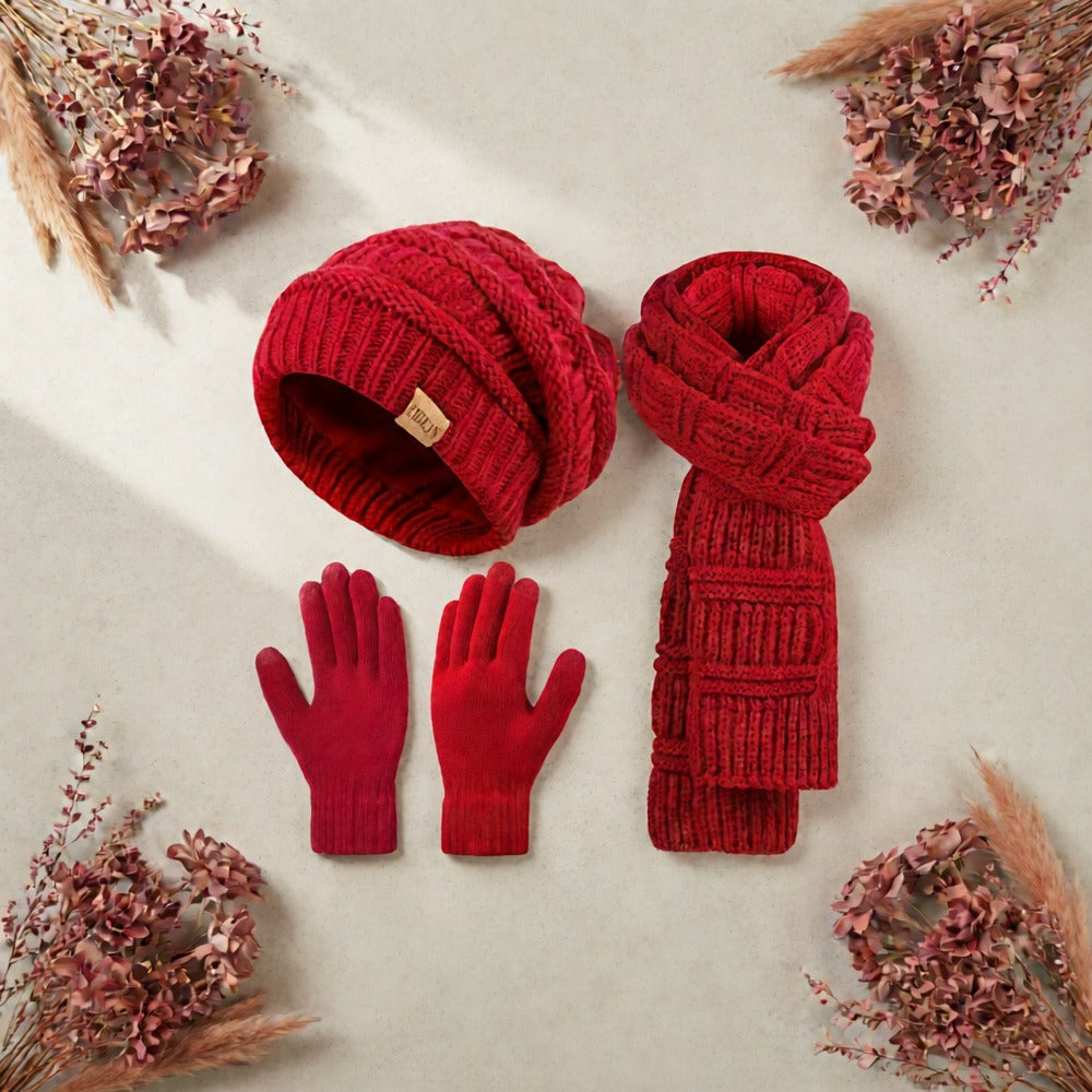 Scarf for Women - Winter Set 3-in-1 Hat Long Touchscreen Gloves Soft Warm Cold Weather - product detail view 9