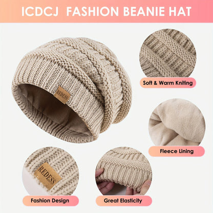Scarf for Women - Winter Set 3-in-1 Hat Long Touchscreen Gloves Soft Warm Cold Weather - product detail view 12