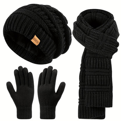 Scarf for Women - Winter Set 3-in-1 Hat Long Touchscreen Gloves Soft Warm Cold Weather - product detail view 13