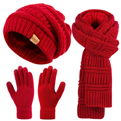 Scarf for Women - Winter Set 3-in-1 Hat Long Touchscreen Gloves Soft Warm Cold Weather - product detail view 15