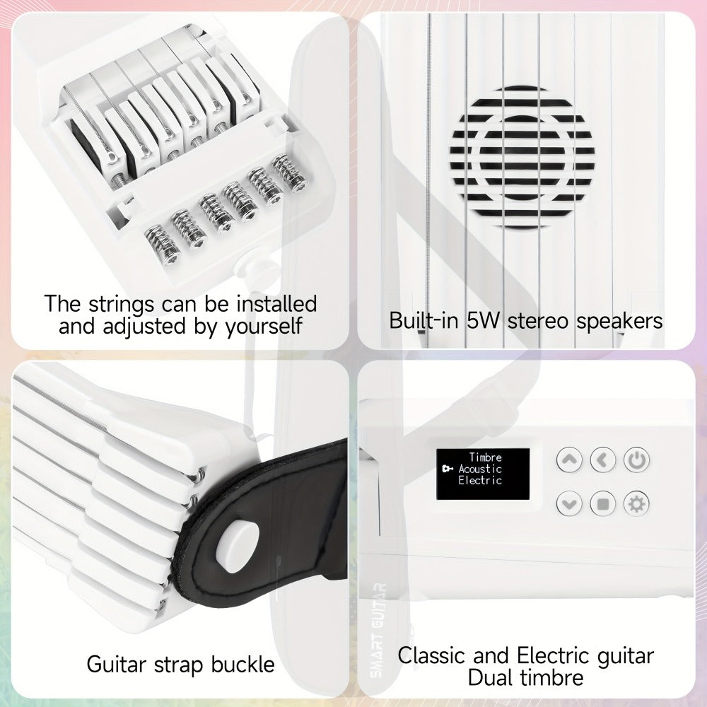 SG7 Smart Digital Guitar with LCD, MIDI, App Practice and Speakers detail image - detail view 13
