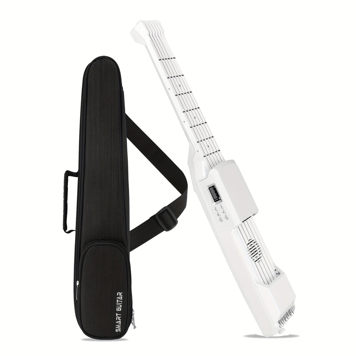 SG7 Smart Digital Guitar with LCD shown in the SG7 WHITE+ BAG option