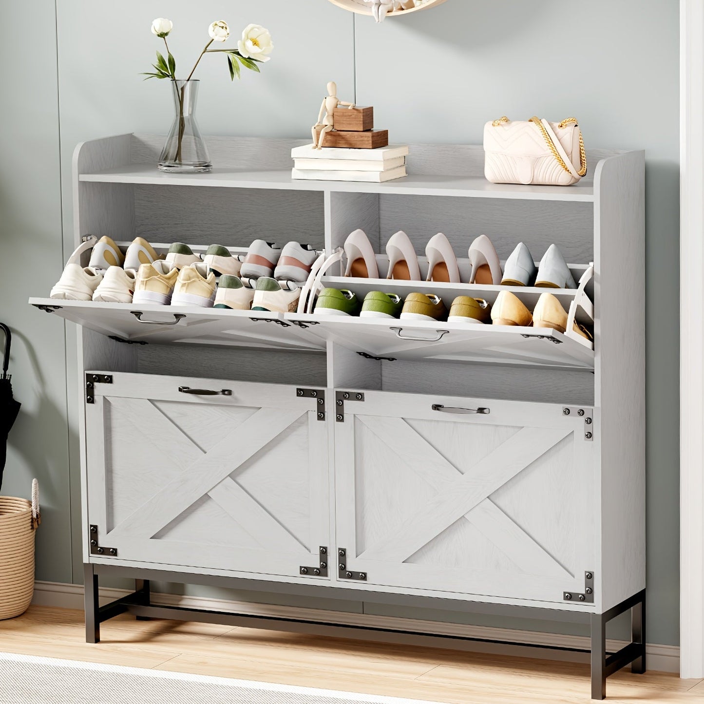 Shoe Cabinet shown in the White 4-Door, 1 option