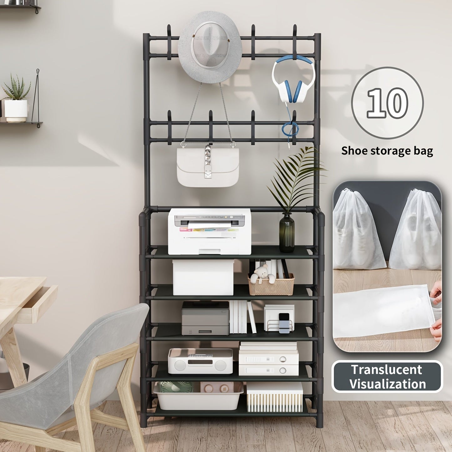 Shoe Rack shown in the Five-layer reinforced and hardened 11pc option