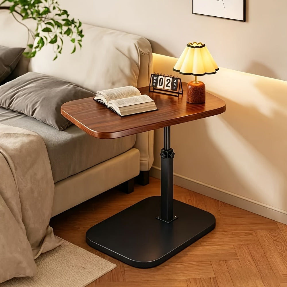 Side Table, C-Shaped Tray Table Adjustable Height with Walnut Finish, Mobile for Sofa shown in the main product view