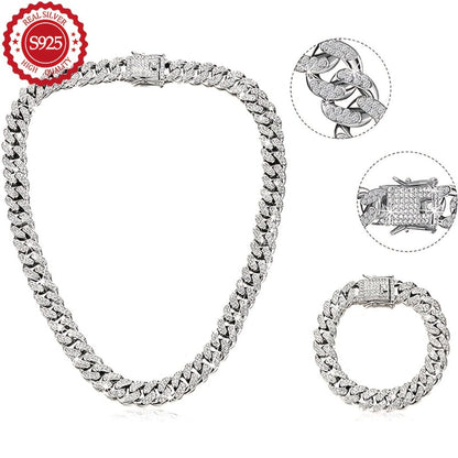 Silver Jewelry Set for Women - 925 Silver Cuban Chain, Necklace and Bracelet - 925 silver detail