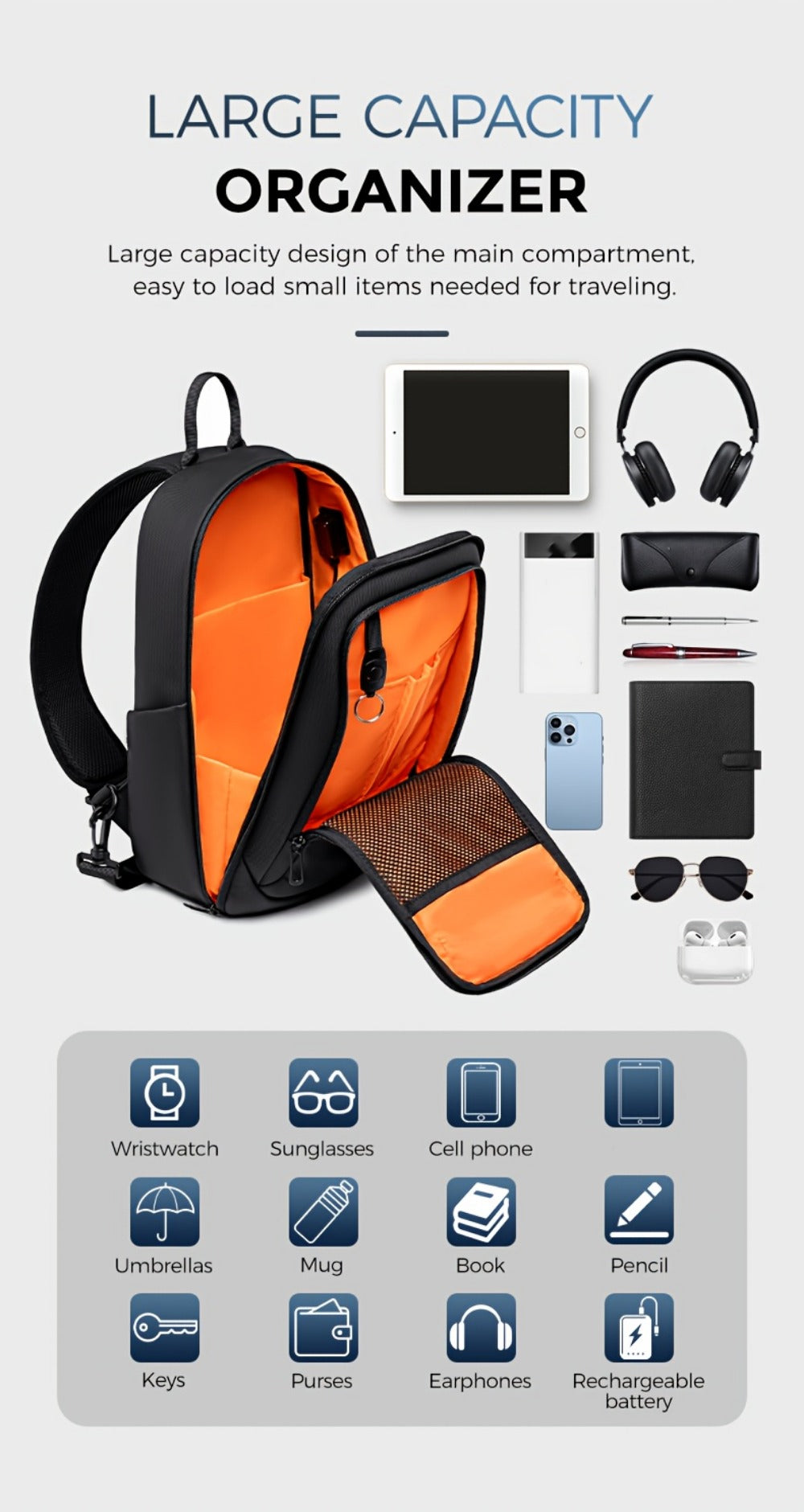 Sling Bag – 9.7 Inch, Compact, for Travel – detail view 15