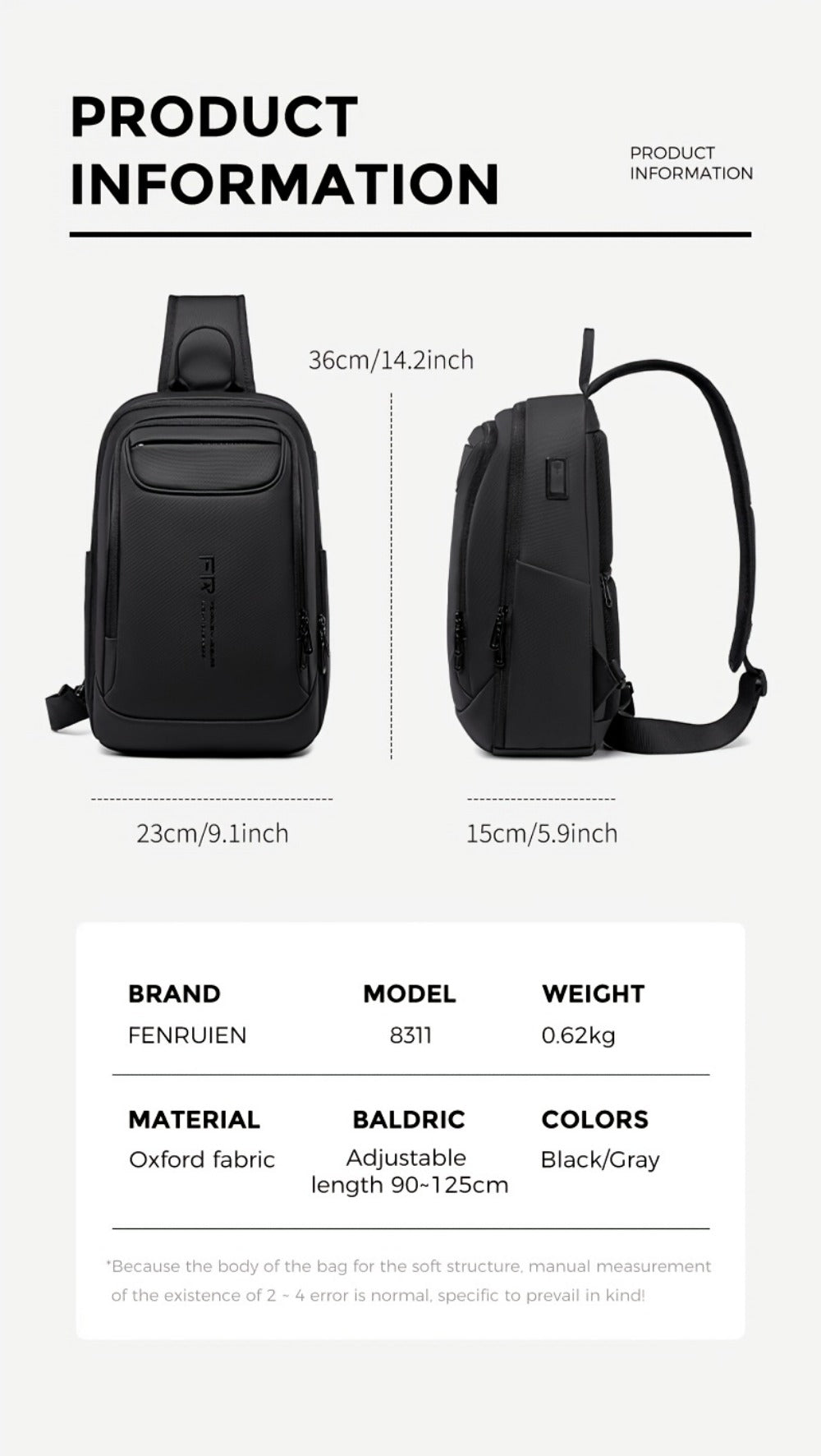 Sling Bag – 9.7 Inch, Compact, for Travel – detail view 16