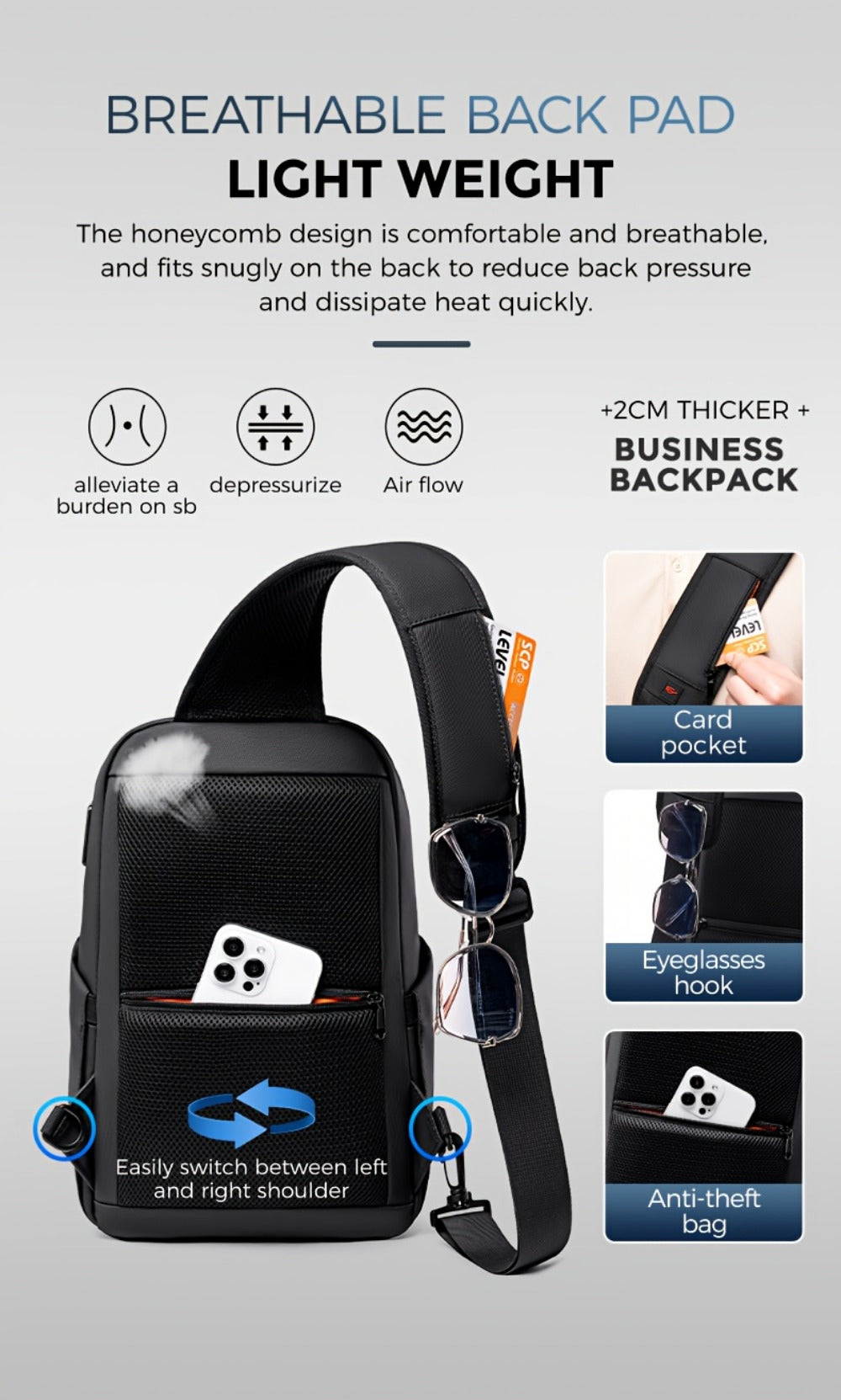 Sling Bag – 9.7 Inch, Compact, for Travel – detail view 19