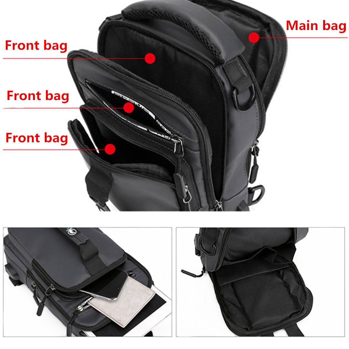Sling Bag – Multi Pocket, Lightweight, for Travel & Everyday Use – detail view 21