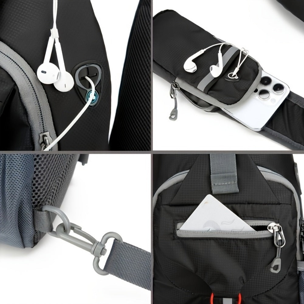 Sling Bag – Nylon, Large Capacity, Adjustable Strap, Multi Pocket – detail view 19