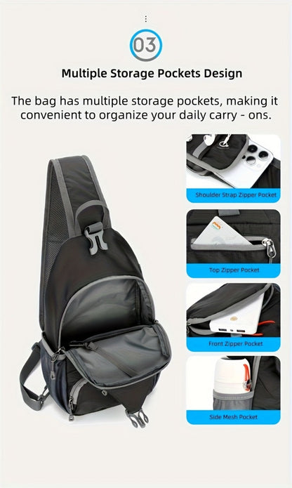 Sling Bag – Nylon, Large Capacity, Adjustable Strap, Multi Pocket – detail view 27