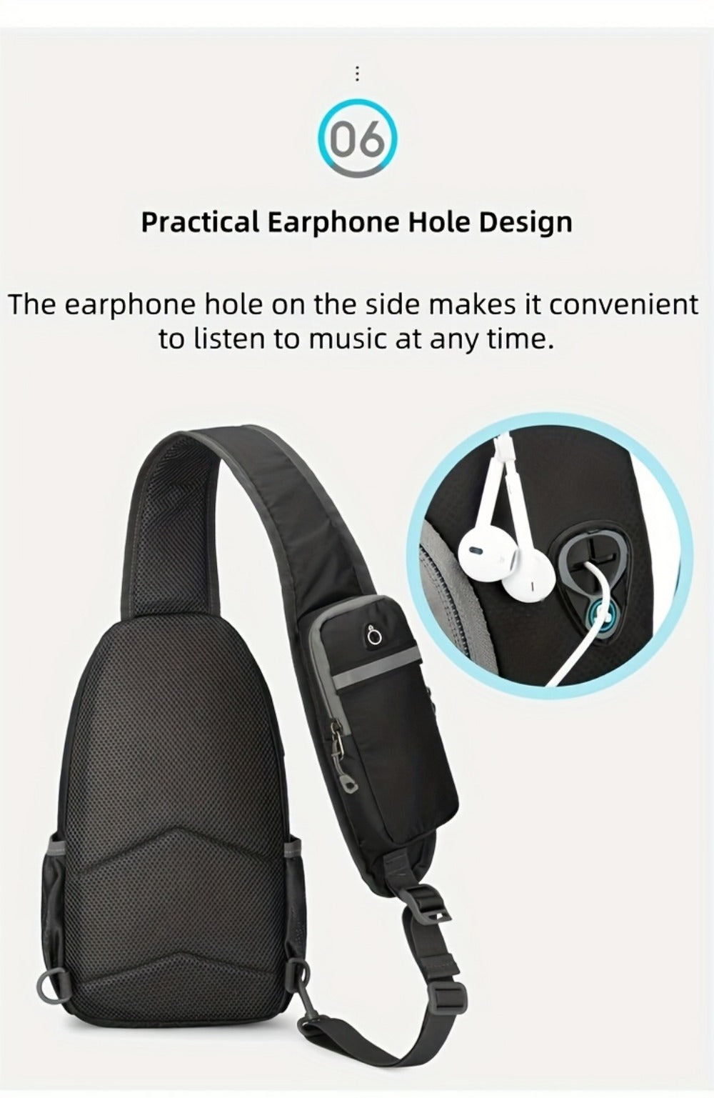 Sling Bag – Nylon, Large Capacity, Adjustable Strap, Multi Pocket – detail view 30